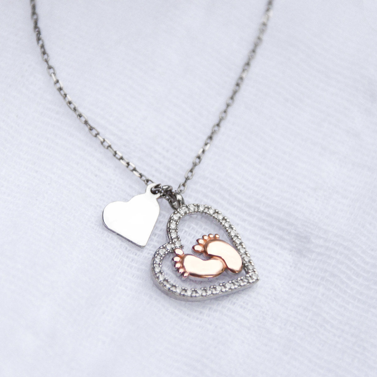 Dear Mommy, I Love You So Much -- Baby Feet Heart Necklace GS4102