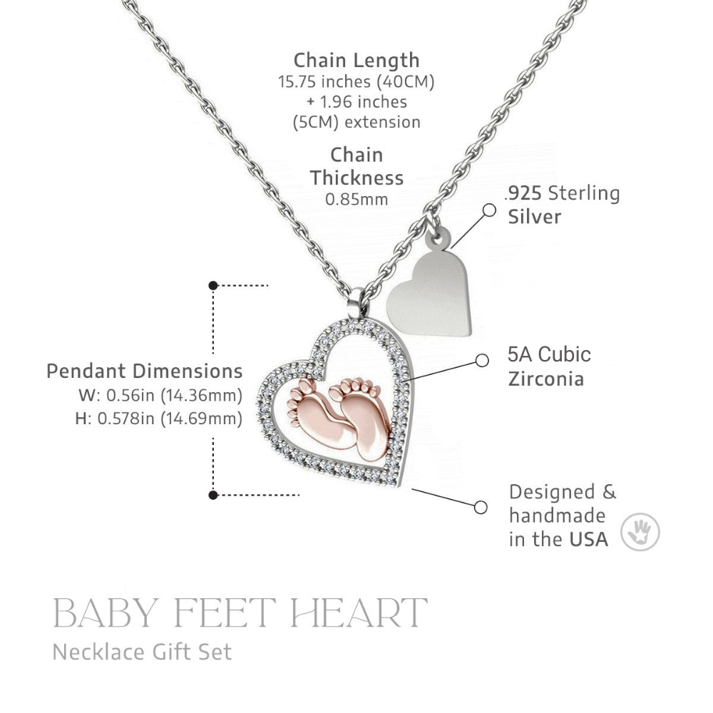 Dear Mommy, I Love You So Much -- Baby Feet Heart Necklace GS4102