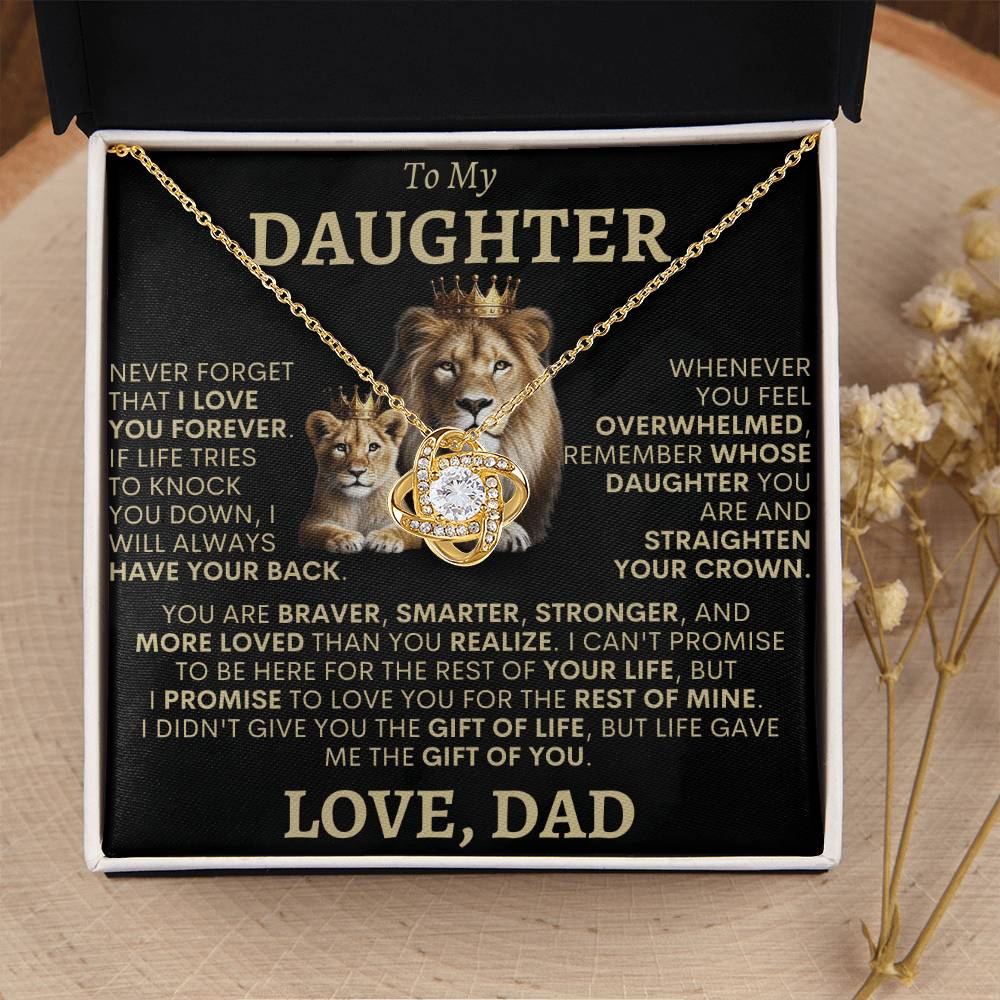 To My Daughter, Life Gave Me The Gift Of You -- Love Knot Necklace -- GS1319