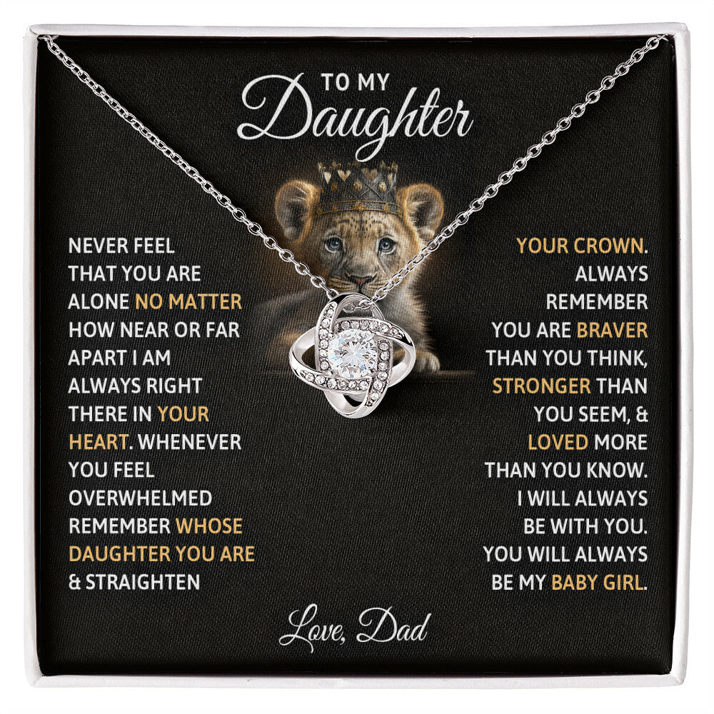 To My Daughter, You Will Always Be My Baby Girl - Love Knot Necklace