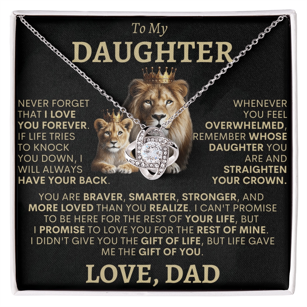 To My Daughter, Life Gave Me The Gift Of You -- Love Knot Necklace -- GS1319