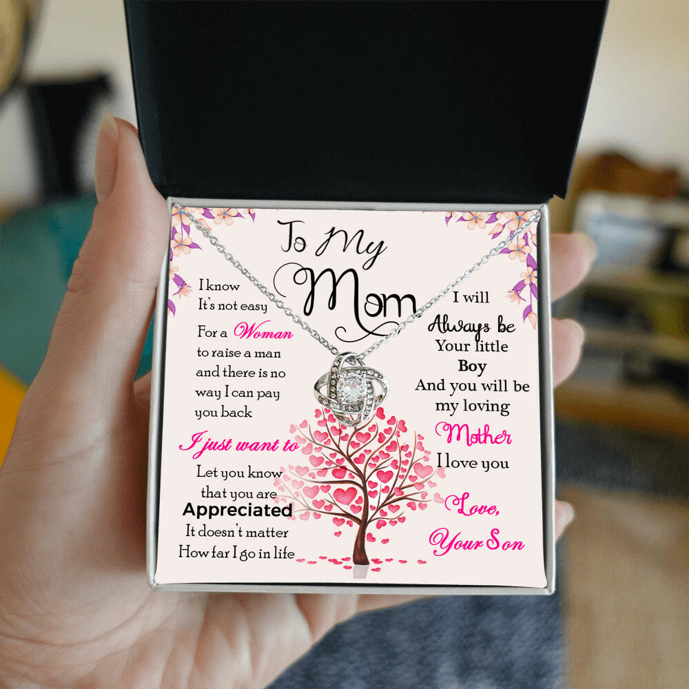 To My Mom, I Know It's Not Easy - Love Knot Necklace