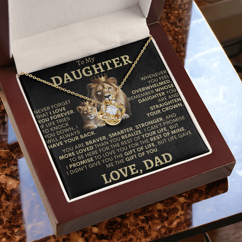 To My Daughter, Life Gave Me The Gift Of You -- Love Knot Necklace -- GS1319
