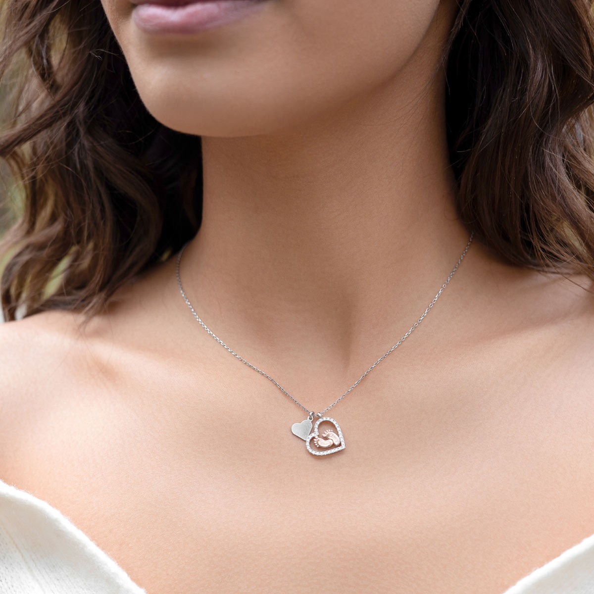 Dear Mommy, I Love You So Much -- Baby Feet Heart Necklace GS4102