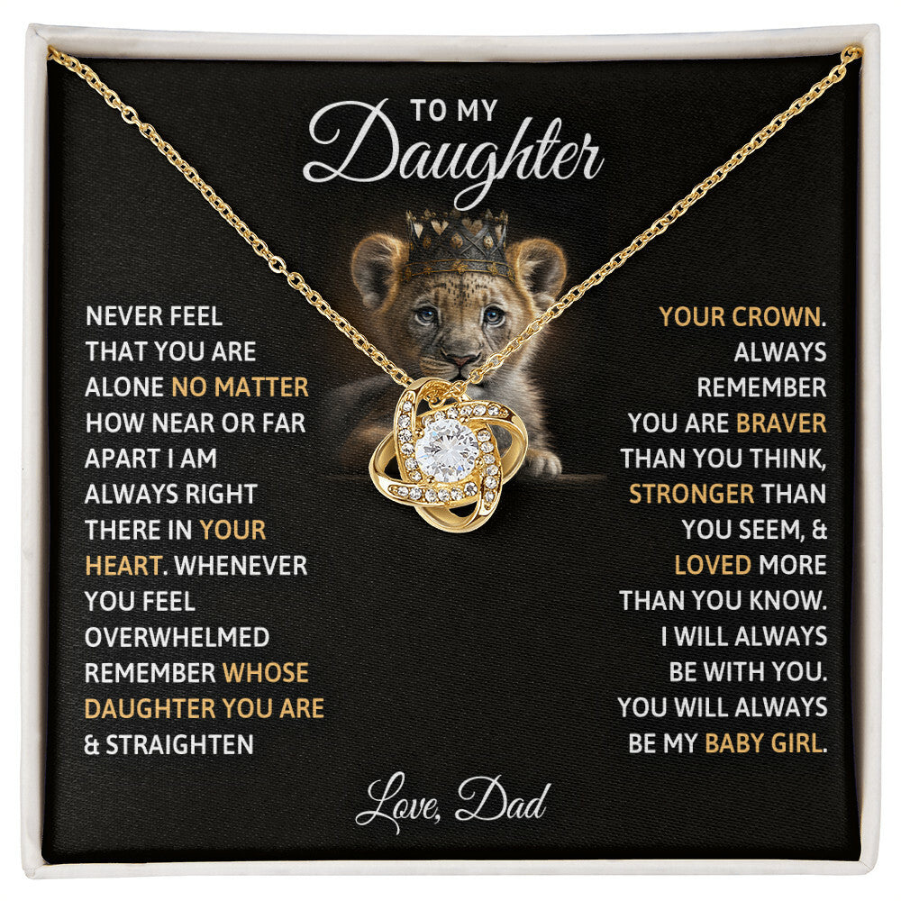 To My Daughter, You Will Always Be My Baby Girl - Love Knot Necklace