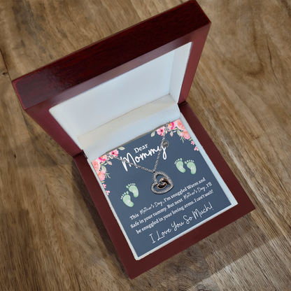 Dear Mommy, I Love You So Much -- Baby Feet Heart Necklace GS4102